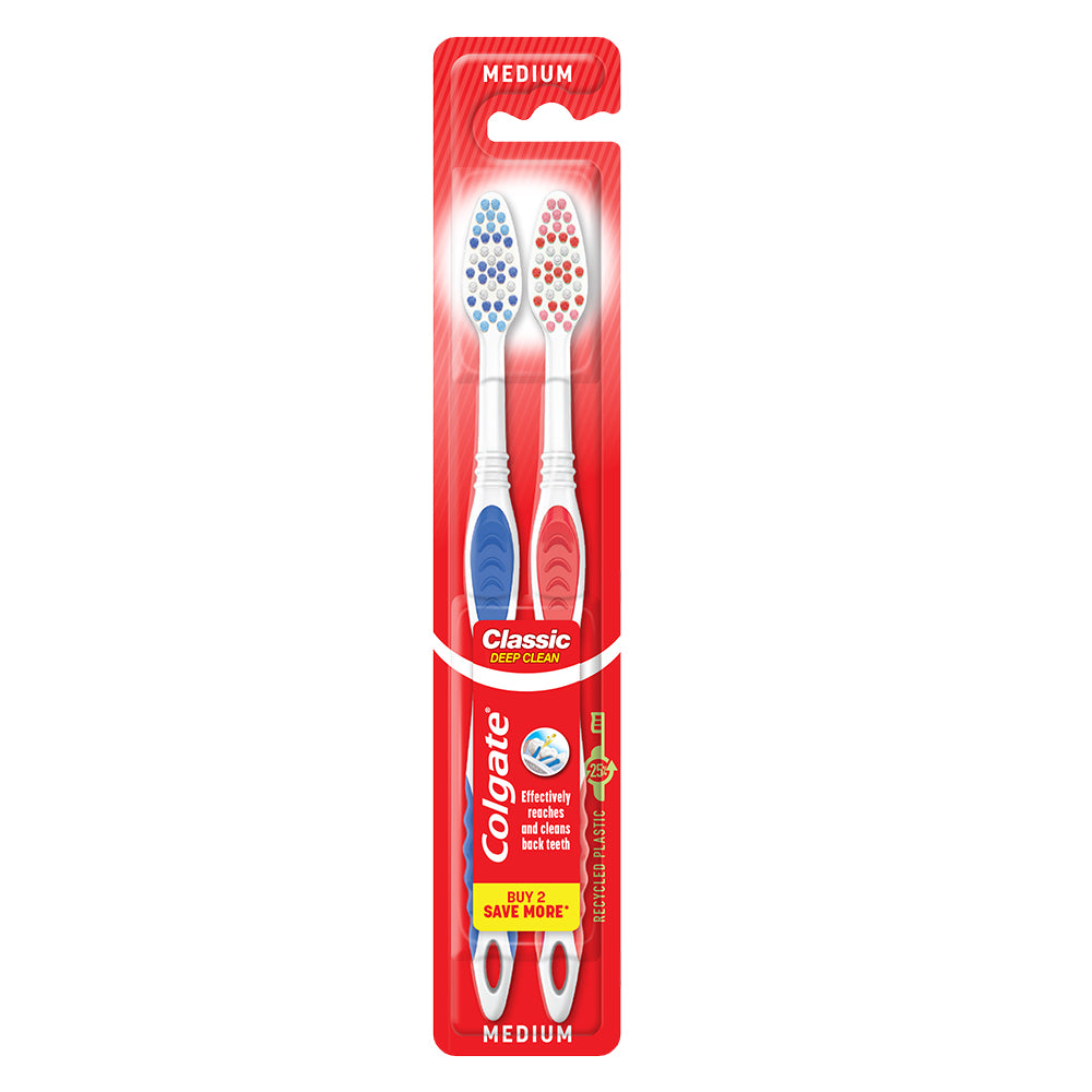Colgate Classic Clean Medium Toothbrush Twin Pack
