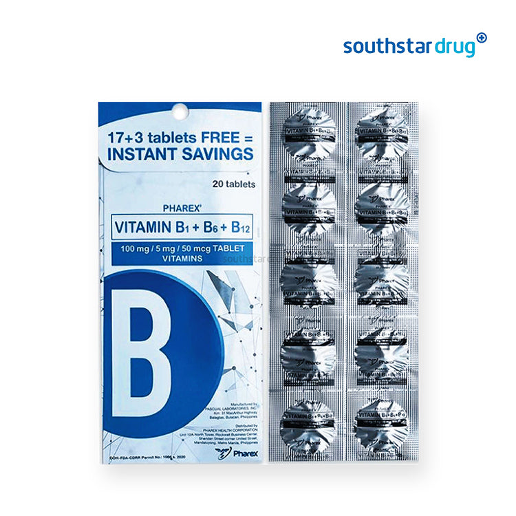 Pharex Vitamin B-Complex Tablets 20s – B-Vitamins for Energy & Metabolism