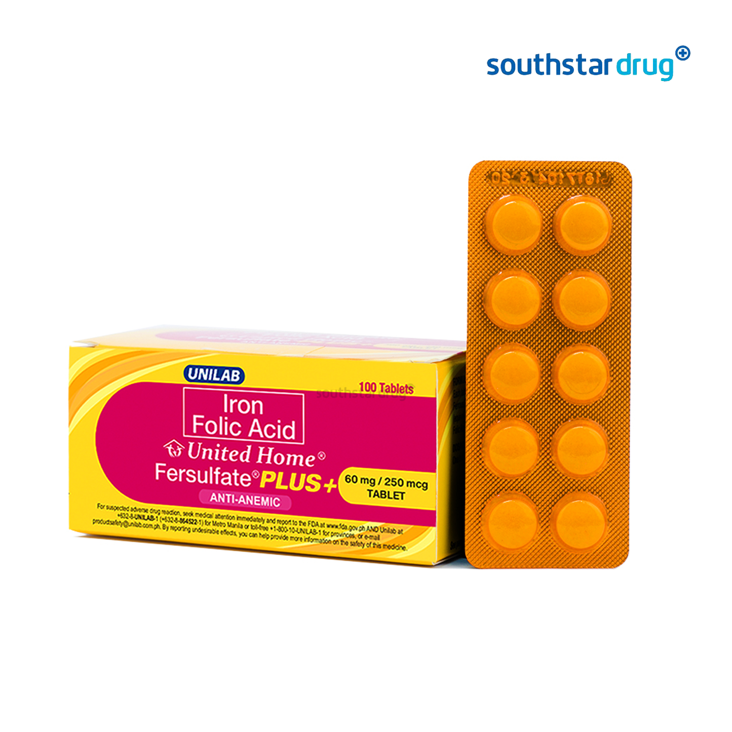 UHP Fersulfate Plus 60mg / 250mcg Tablet - 20s
