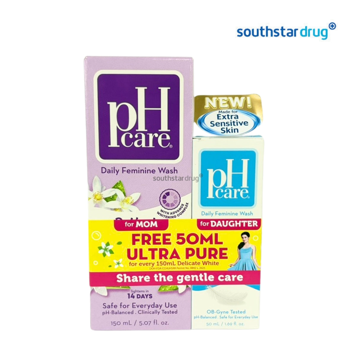 PH Care Delicate White Feminine Wash 150ml + Ultra Pure 50ml Free