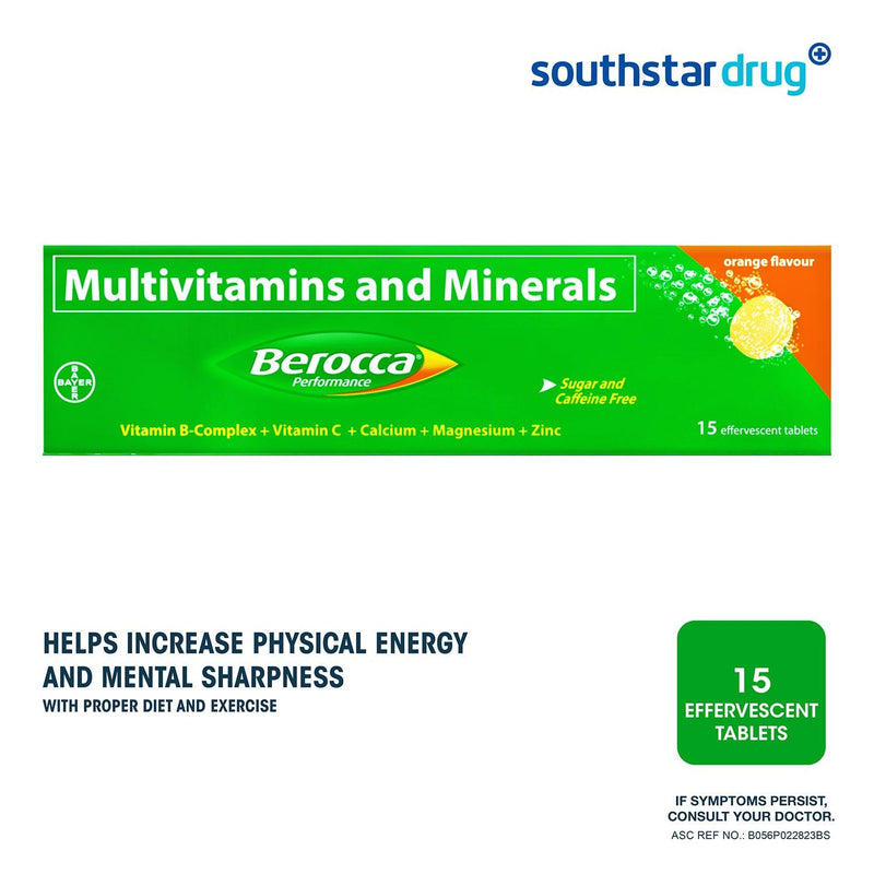 Berocca Orange Energy Vitamins Effervescent Tablets - 15s - Southstar Drug
