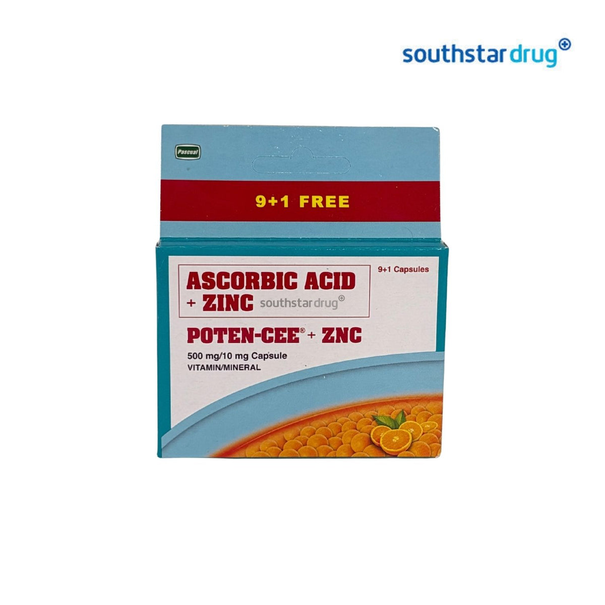 Poten-Cee Ascorbic Acid + Zinc Capsule 500mg/10mg (10 Capsules) – Vitamin C and Zinc Support