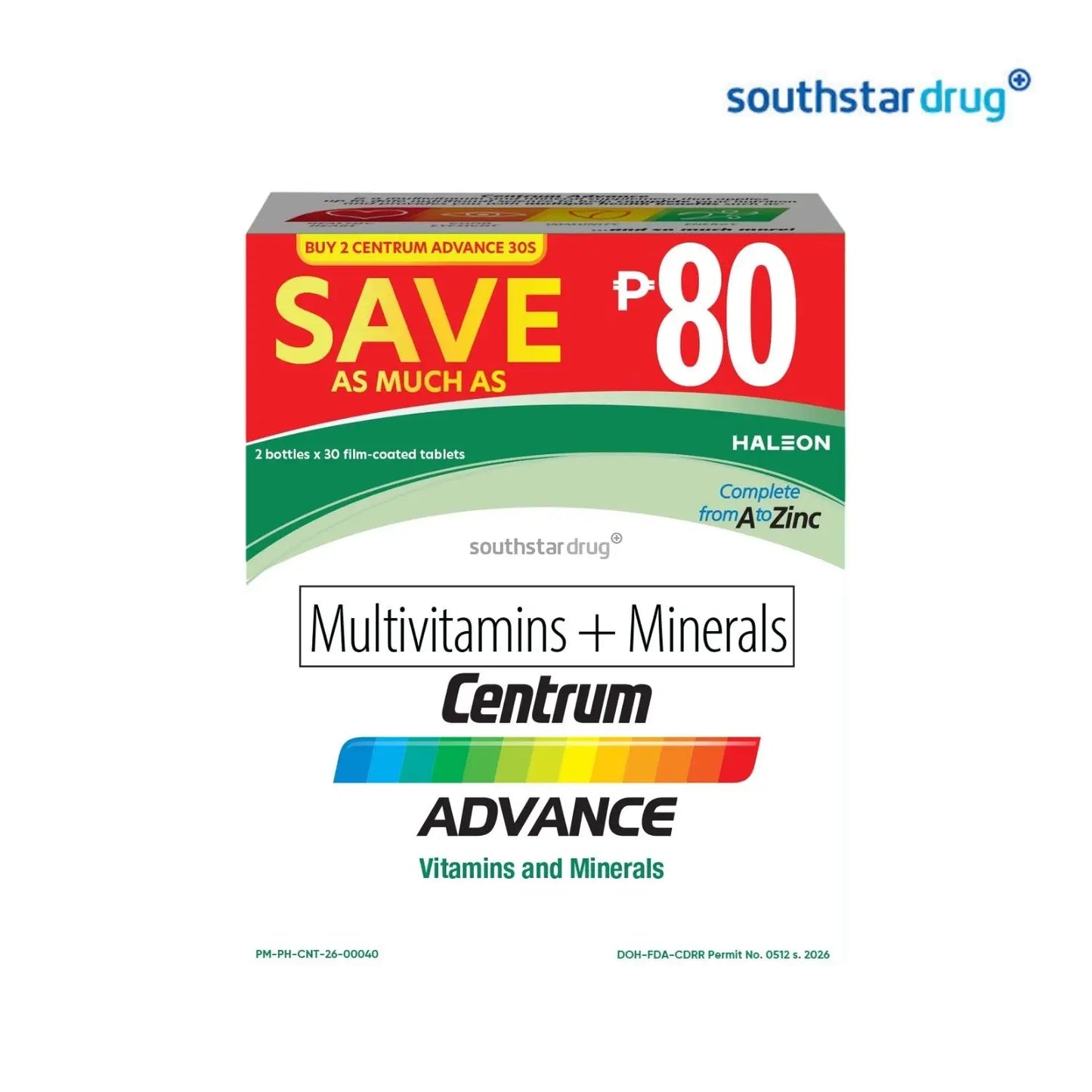 Centrum Advance Multivitamins 30pcs. Film-coated Tablets (2 Bottles) Save as much as P80