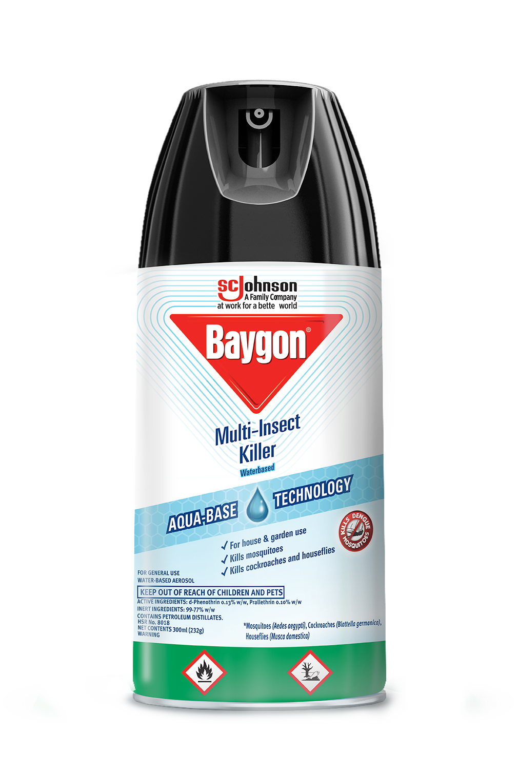 Baygon Aerosol Multi-Insect Water-Based 300ml