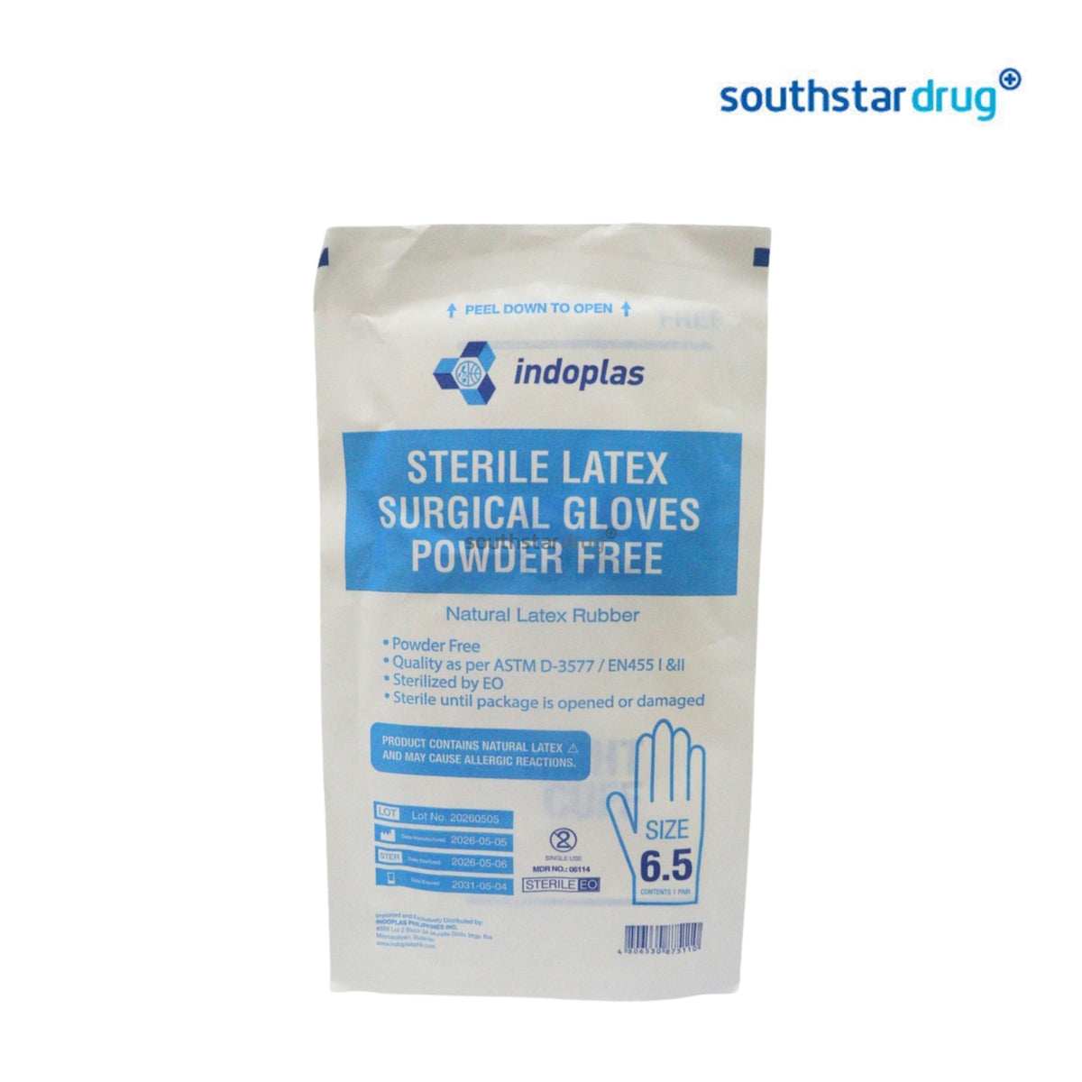Indoplas Gloves Surgical Sterile Size 6.5 1pc