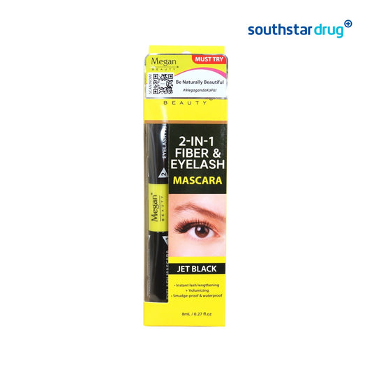 Megan Beauty 2-in-1 Fiber & Eyelash Mascara Jet Black 8ml