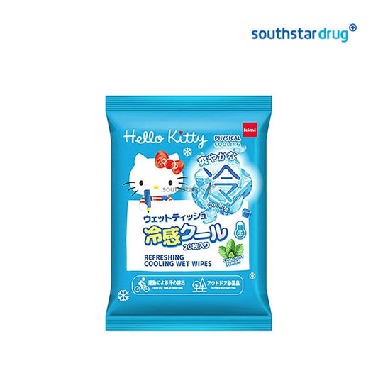 Kimi Hello Kitty Cool Mint Cooling Wipes - 20s