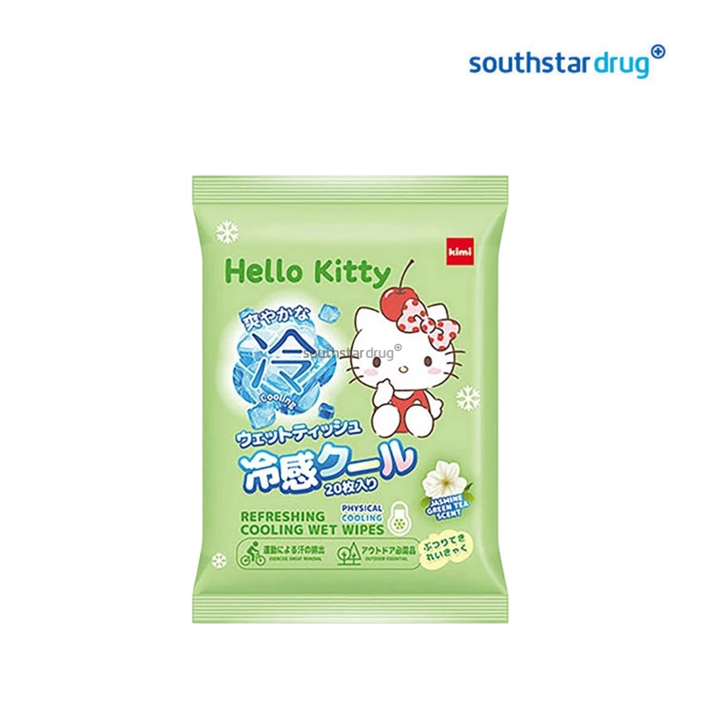 Kimi Hello Kitty Jasmine Green Tea Scent Cooling Wipes - 20s