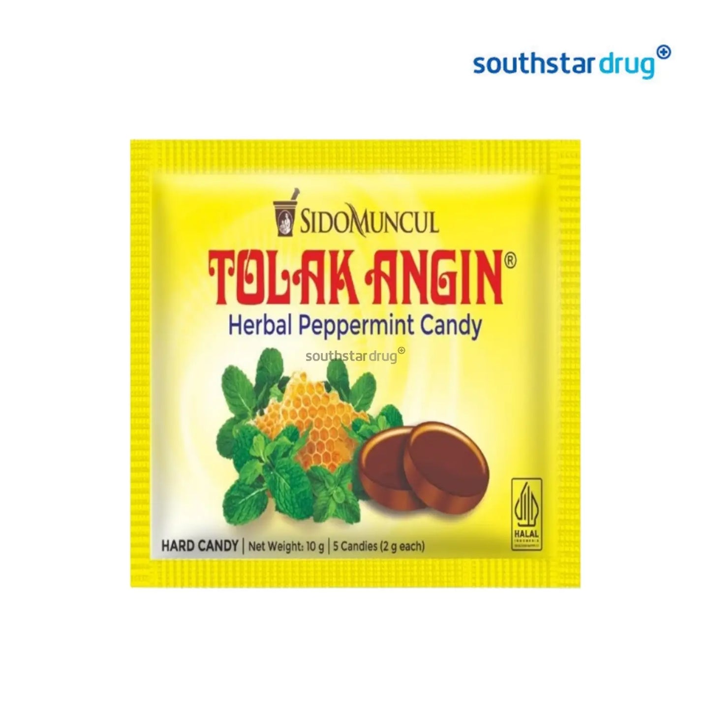 Tolak Angin Herbal Peppermint Candy 10g (1 Sachet, Single-Serve Pack) – Herbal Throat & Digestive Relief Lozenge