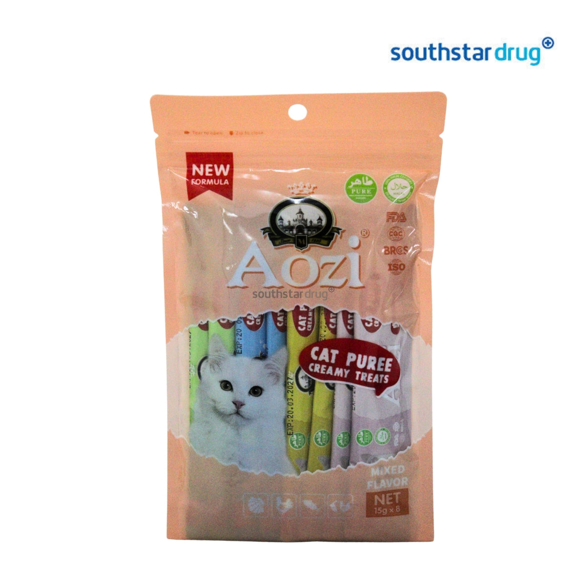 Aozi Assorted Cat Puree Treats 15g (8 Sachets) – Cat Snack Treats