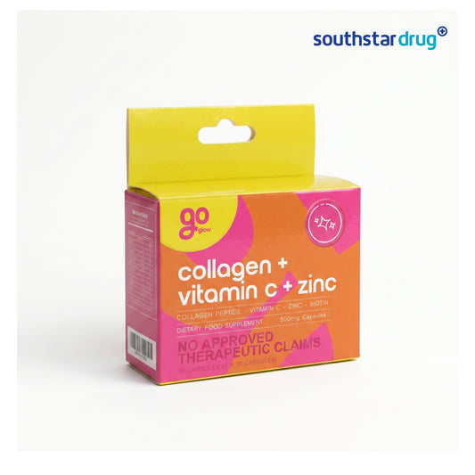 Go Glow Collagen + Vitamin C + Zinc 500mg Capsules - 30s