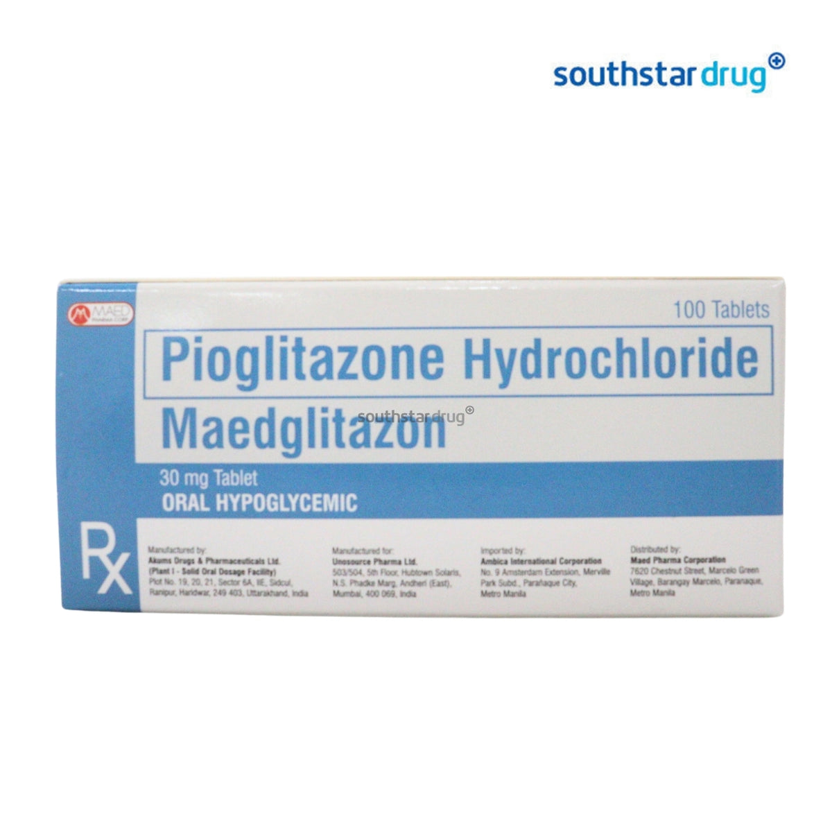 Rx: Maedglitazon 30mg Tablet 1pc