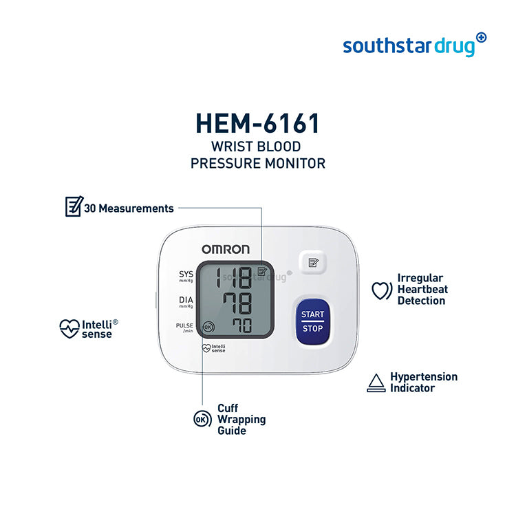 Omron HEM-6161 Automatic Wrist Type Blood Pressure Monitor BP BPM Digital