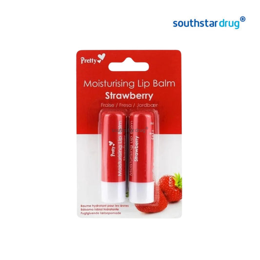 Pretty Lip Balm Strawberry 4.3g (Twin Pack) – Healing Moisturising Lip Balm for Soft, Protected Lips
