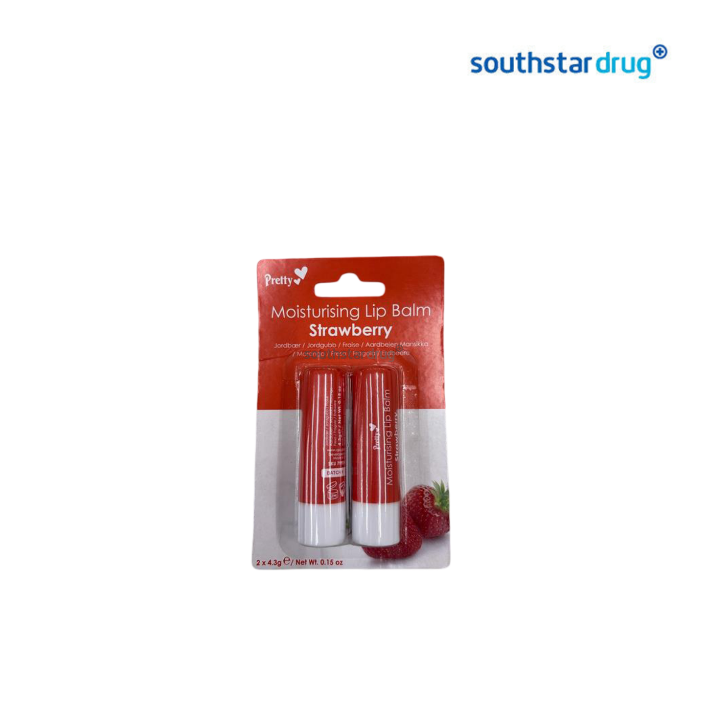 Pretty Lip Balm Strawberry 4.3g x2 Twin Pack