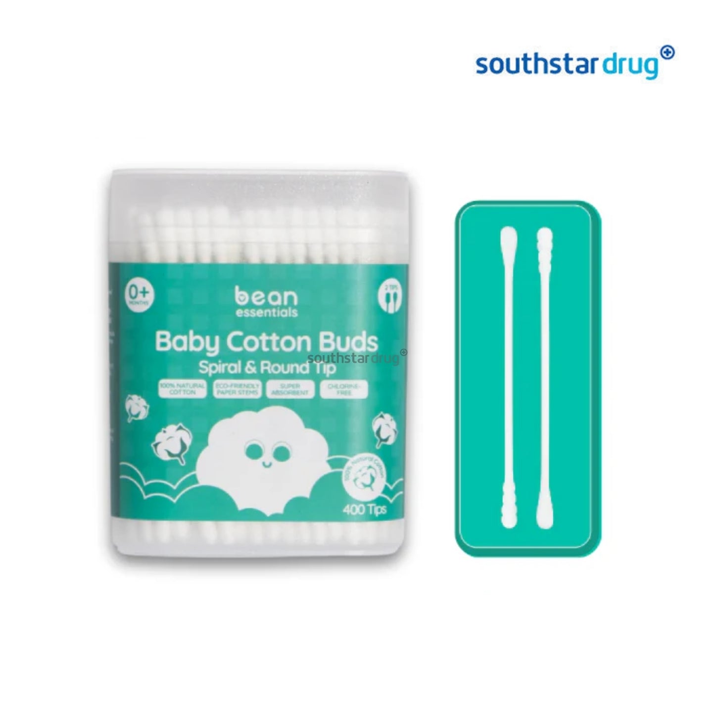 Bean Essentials Cotton Buds Spiral & Round - 400 tips