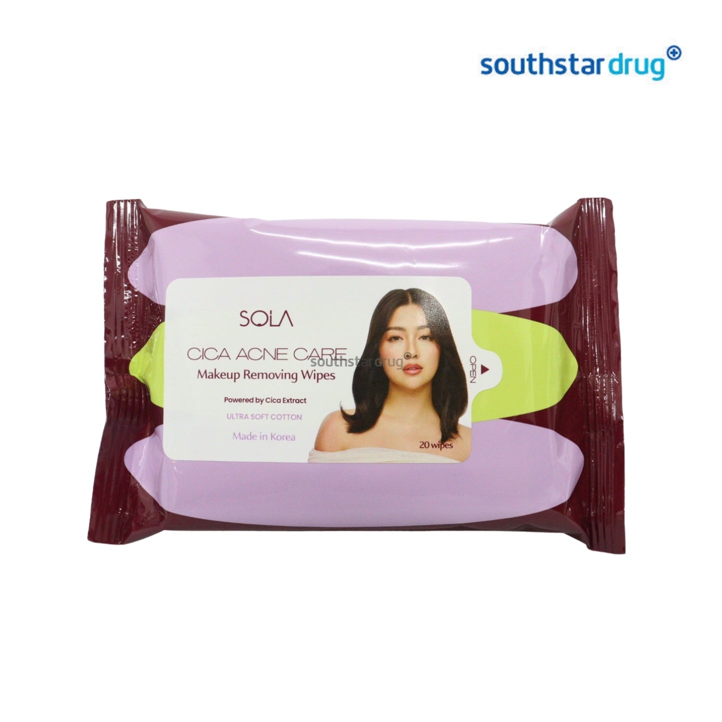 SOLA Beauty Cica Acne Care Makeup Removing Wipes (20 Pulls, 1 Pack) – Cleansing Wipes for Acne-Prone Skin