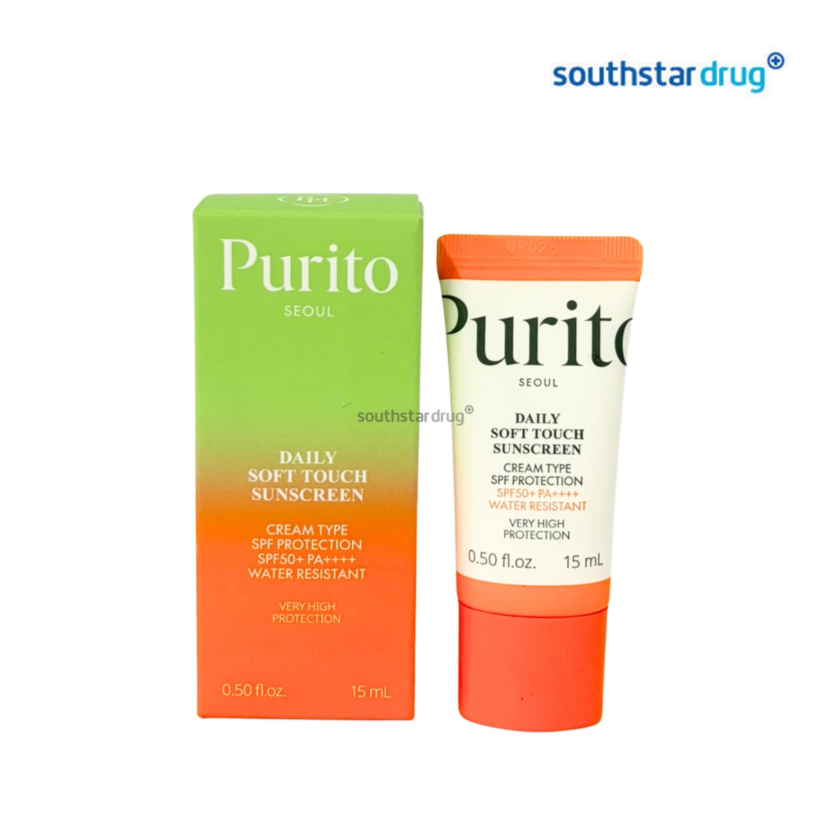 Purito Seoul Soft Touch Sunscreen SPF 50+ PA++++ 15mL (1 Tube) – Water-Resistant Sun Protection