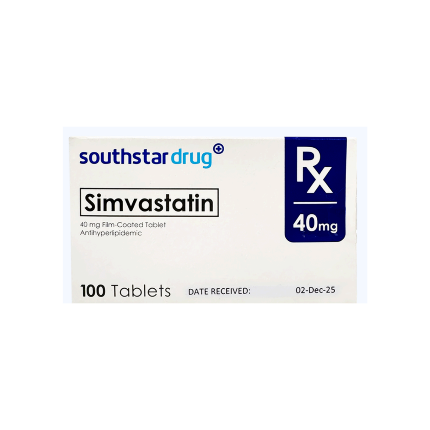 Rx: Southstar Drug Simvastatin 40mg Film-Coated Tablet