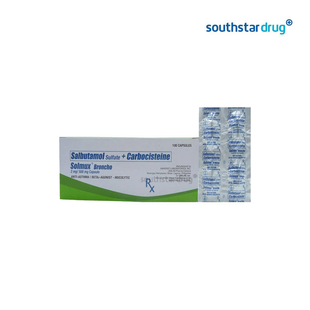 Buy Rx: Solmux Broncho 2 Mg / 500 Mg Capsule Online | Southstar Drug