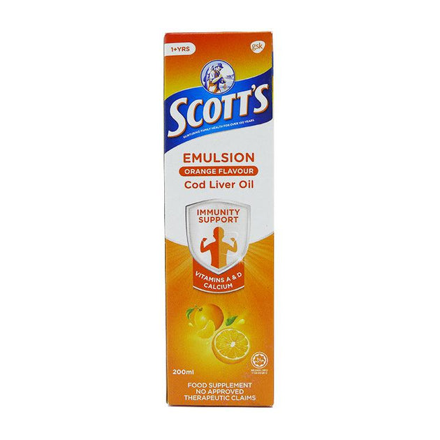 200ML SCOTT'S EMULSION COD LIVER OIL EXTRA (ORANGE FLAVOR) - HEALTH  NUTRITION