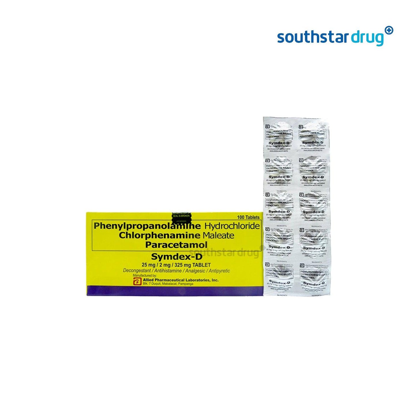 Symdex D Tablet 25mg/2mg/325mg 20 Tablets – Cough & Cold Support