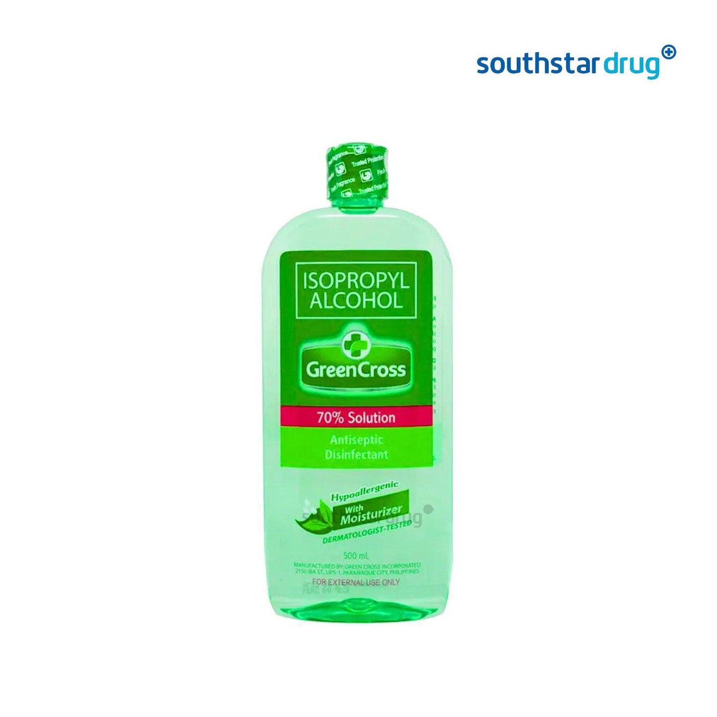 Green Cross with Moisturizer 70% Isopropyl Alcohol 500ml - Southstar Drug