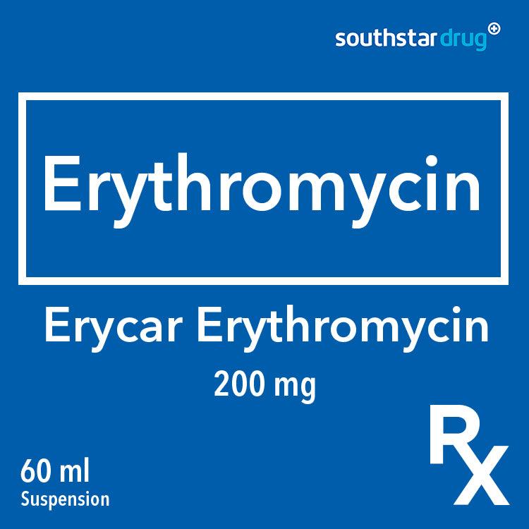 Rx: Erycar Erythromycin 200mg 60ml Suspension - Southstar Drug