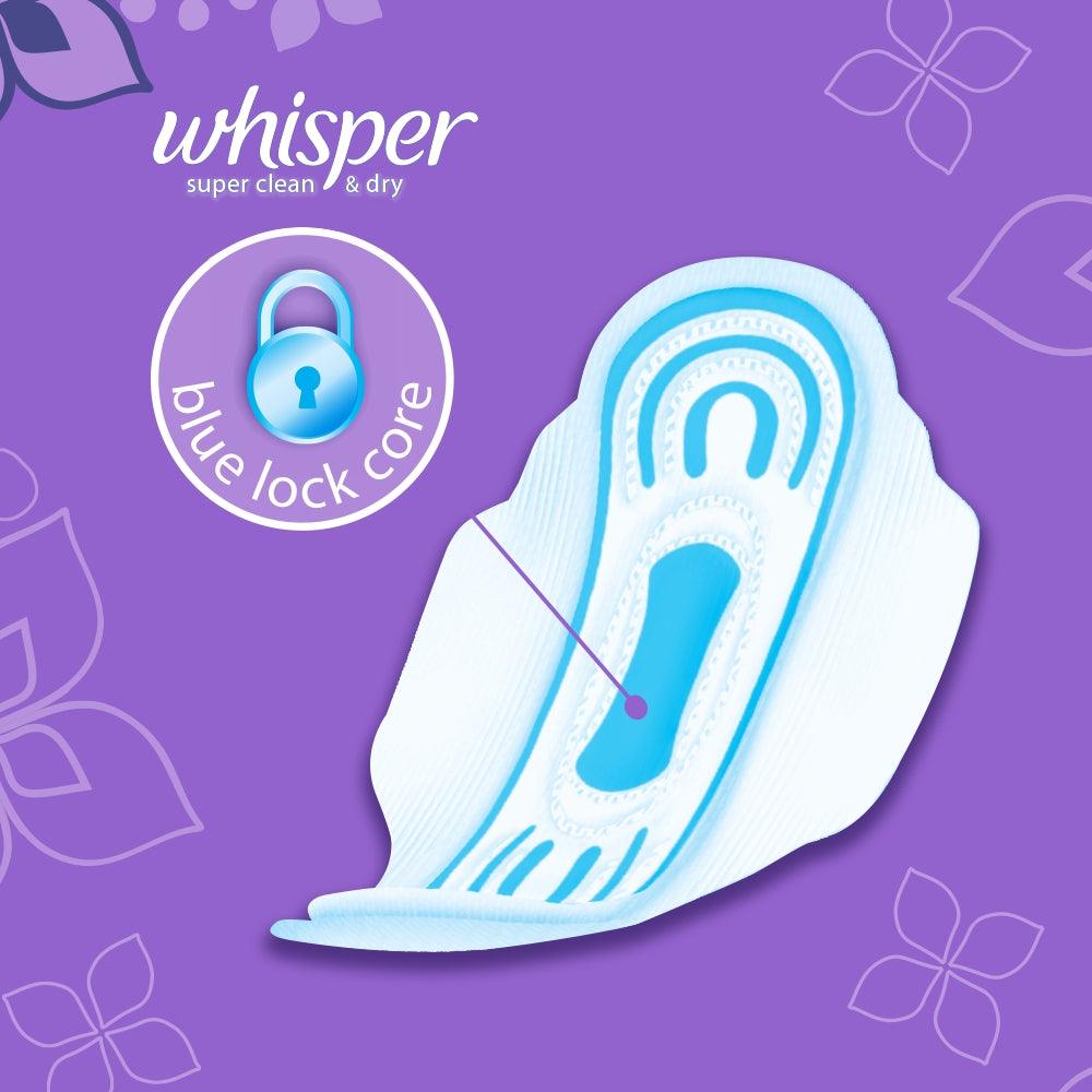 Whisper Super Clean & Dry Regular Flow 16 Pads (23cm) with Wings - 16s - Southstar Drug