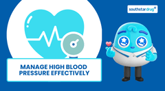 An image showing heart and blood pressure connection and a text saying manage high blood pressure effectively
