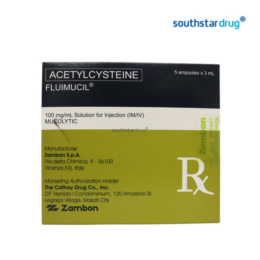 Rx: Fluimucil 100mg /ml 3ml Ampule