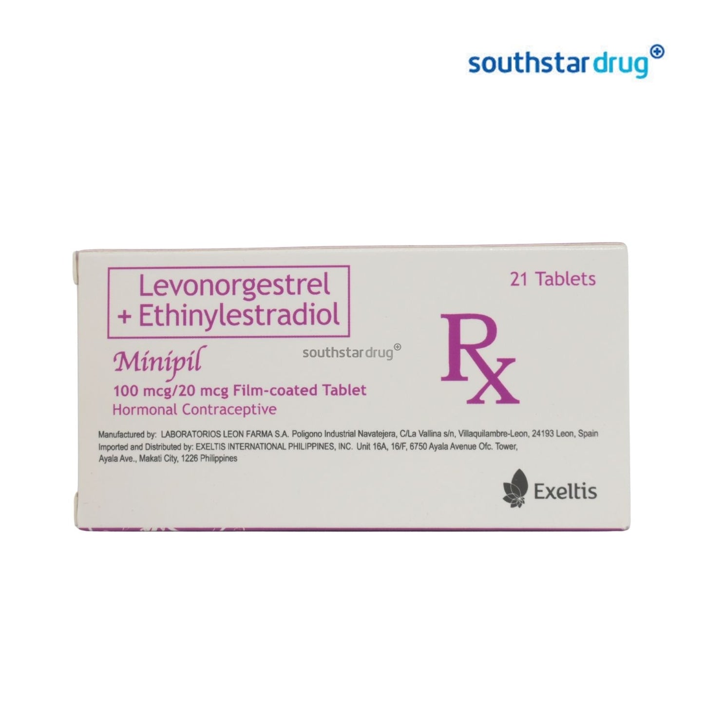 Rx: Minipil 100mcg / 20mcg Tablet - 21s