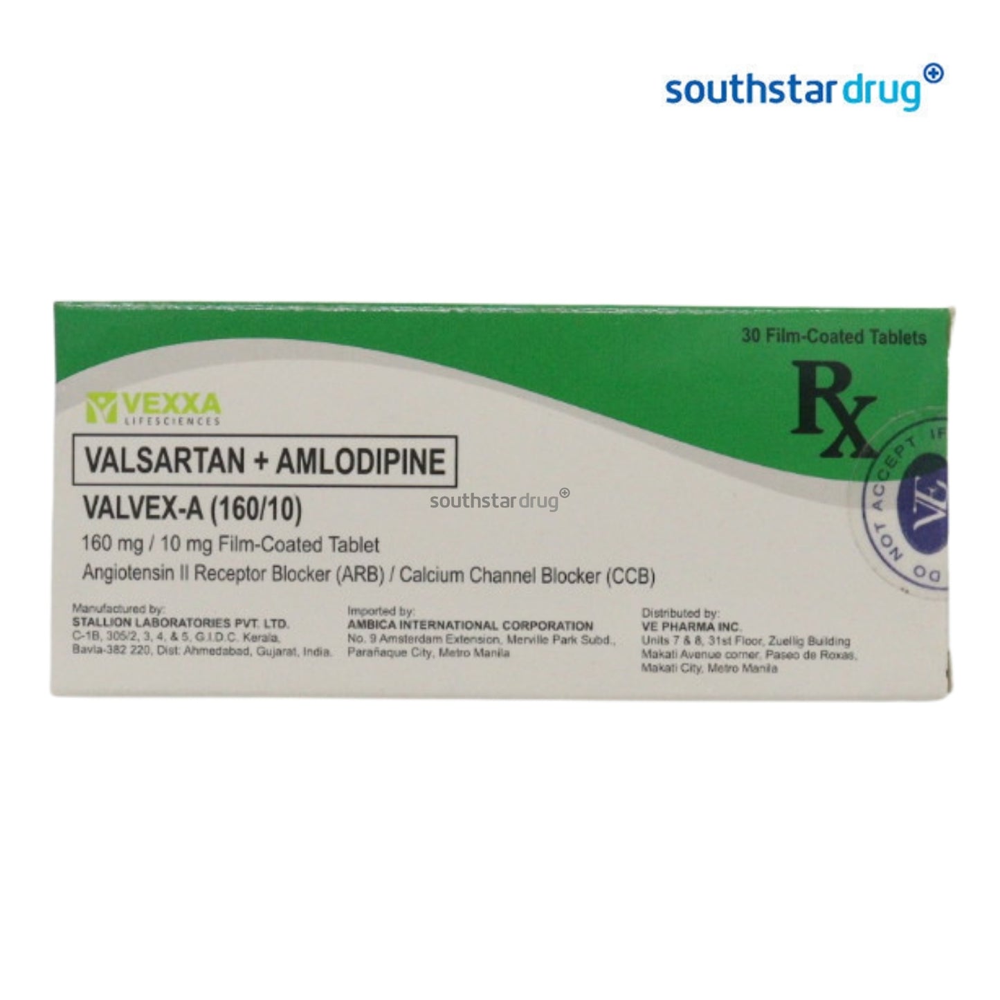 Rx: Valvex A 160mg/10mg Tablet