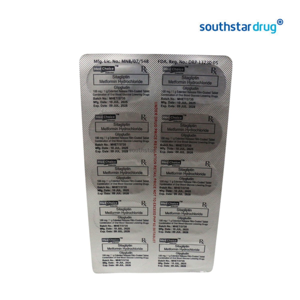 Rx: Glipgludin CP 100mg/1g Film-coated Tablet
