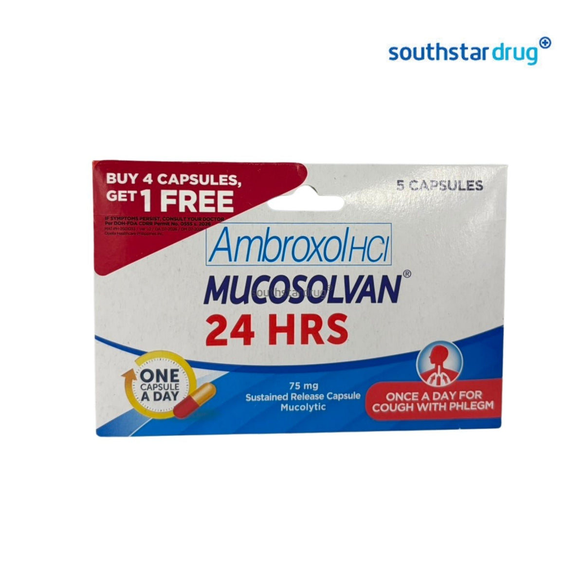 Mucosolvan 24 Hours Capsules 75 mg 4+1 Promo Pack