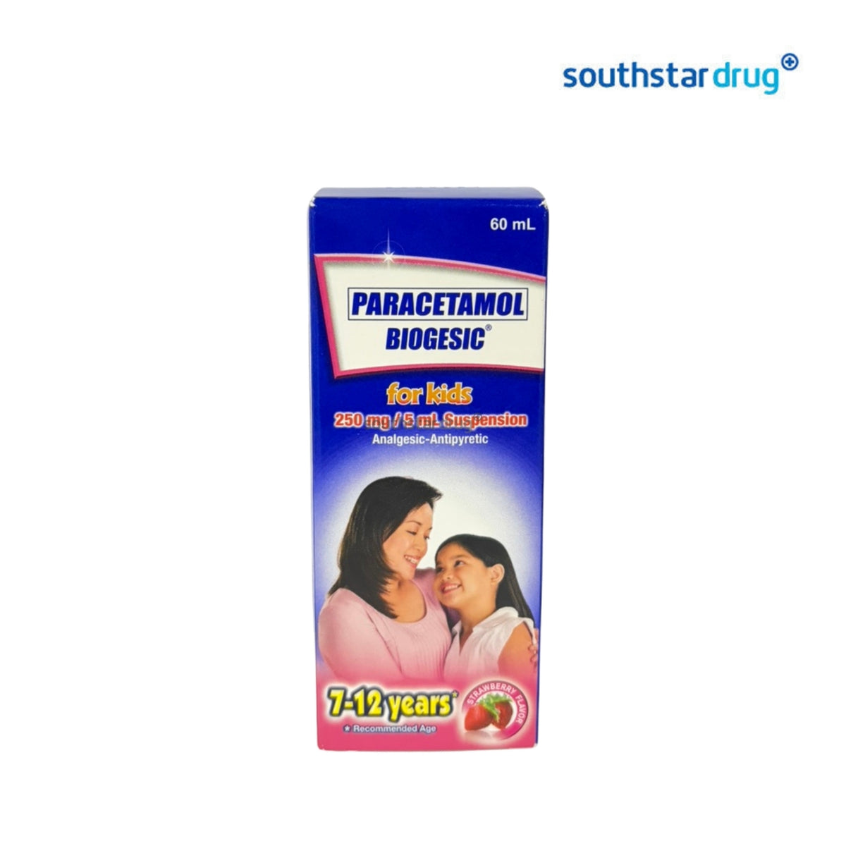 Biogesic for Kids 7–12 Years Strawberry Flavor 250mg/5mL Oral Suspension 60mL (1 Bottle)