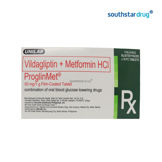 Rx: Proglin Met 50mg / 1000mg Tablet