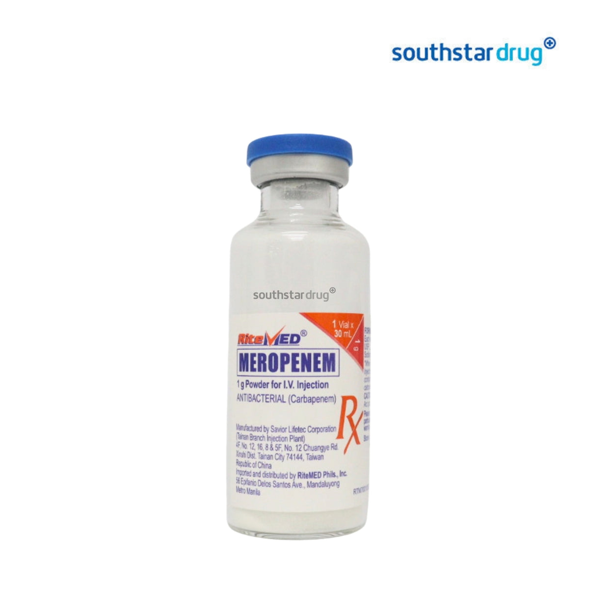 Rx: RiteMed Meropenem Trihydrate 1g 30ml Vial