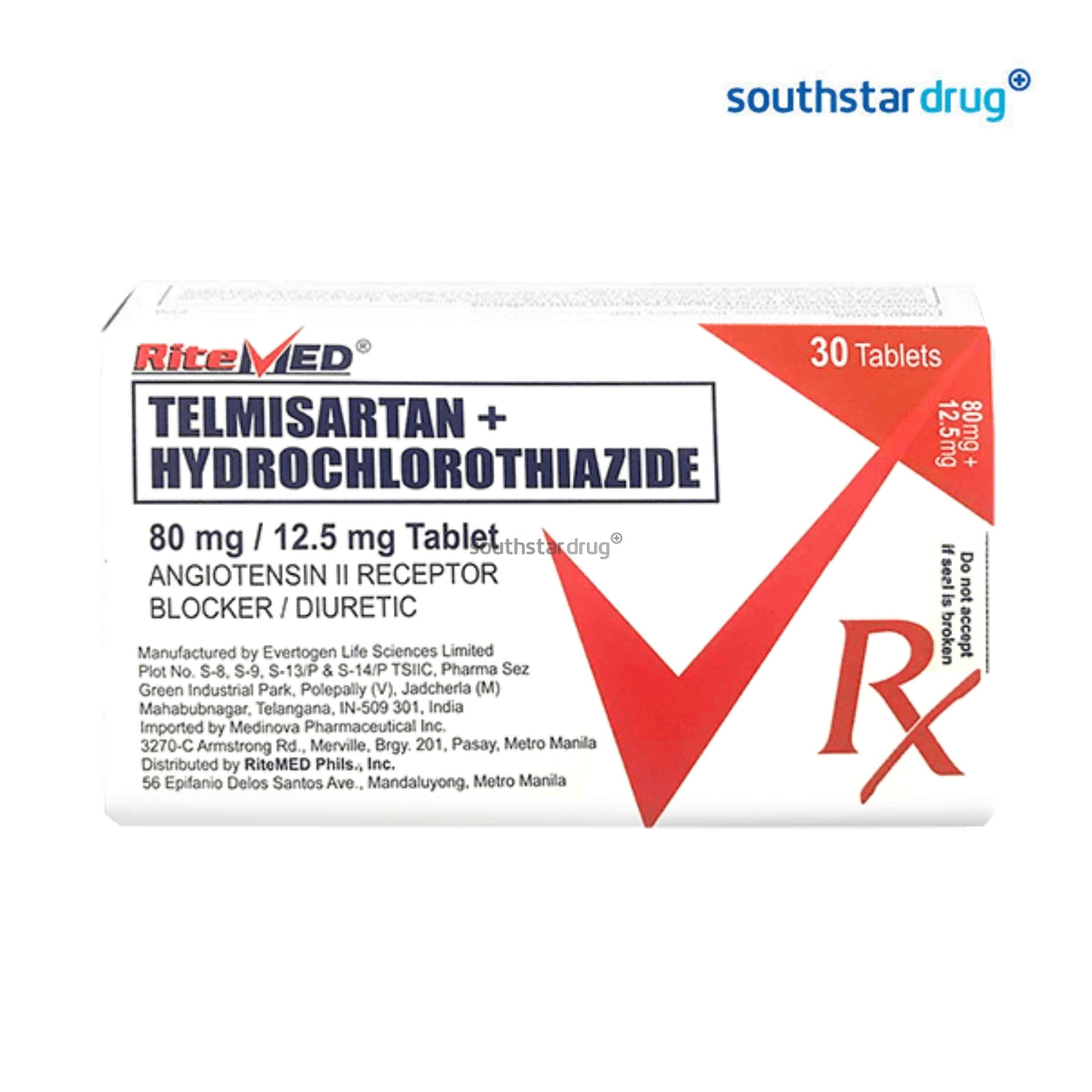 Rx: RiteMed Telmisartan Hydrochlorothiazide 80mg/12.5mg Tablet