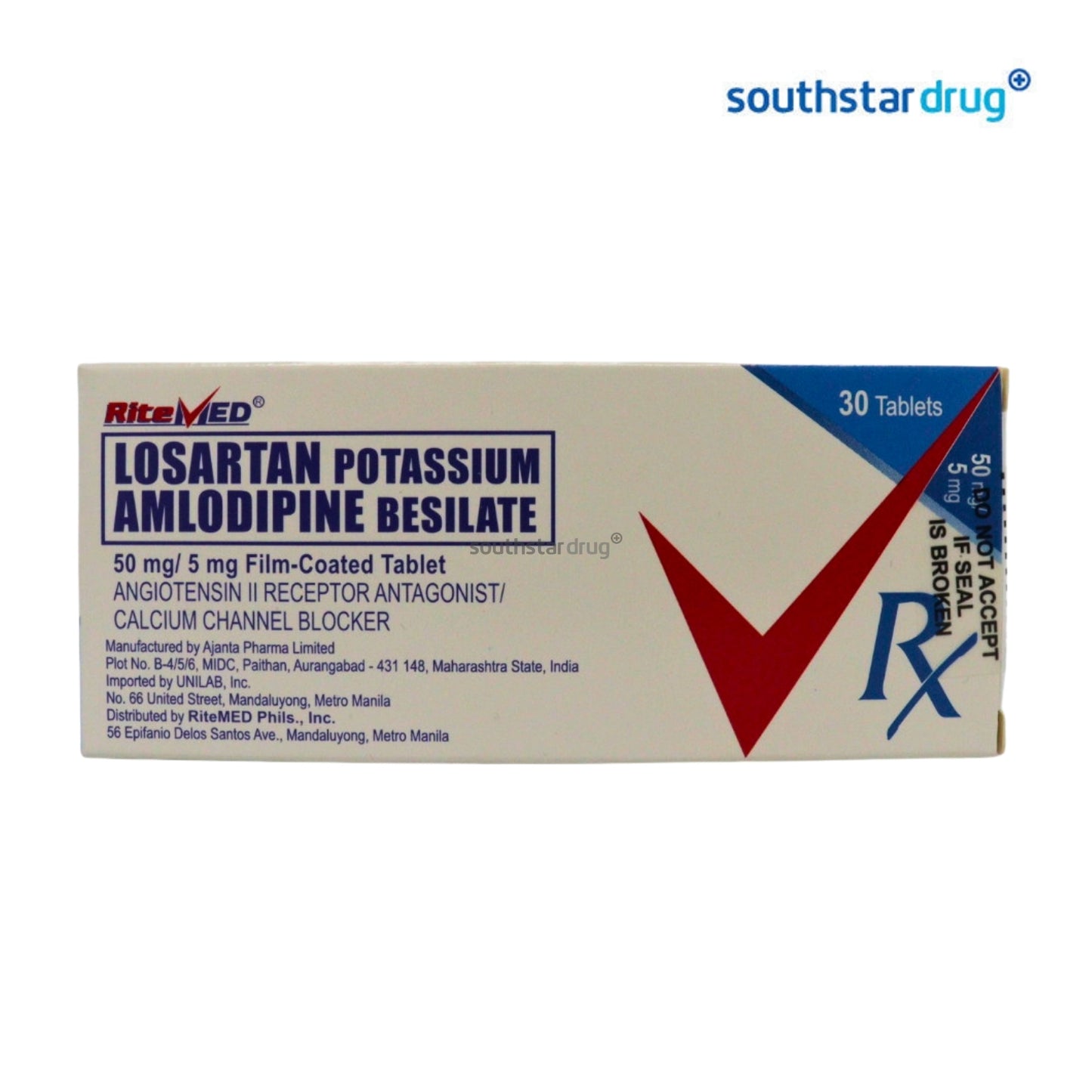 Rx: RiteMed Losartan Amlodipine 50mcg/5mg Film-Coated Tablet
