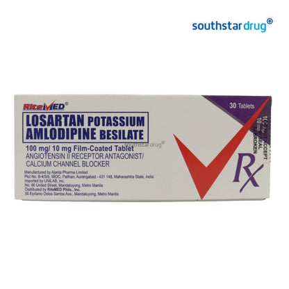 Rx: RiteMed Losartan 100mcg/10mg Film-Coated Tablet
