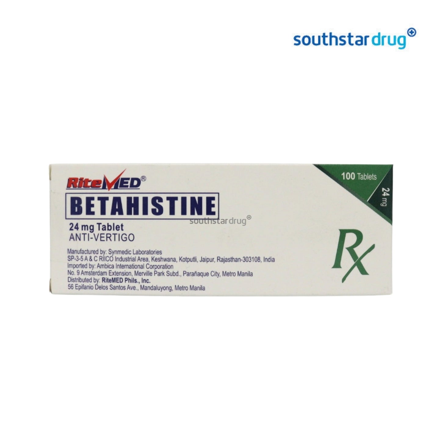 Rx: RiteMed Betahistine 24mg Tablet
