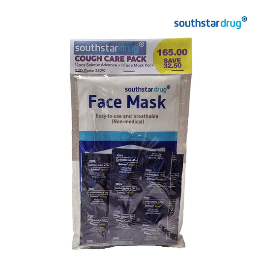 SSD Cough Care Pack - Solmux Advance 12s + Face Mask pack