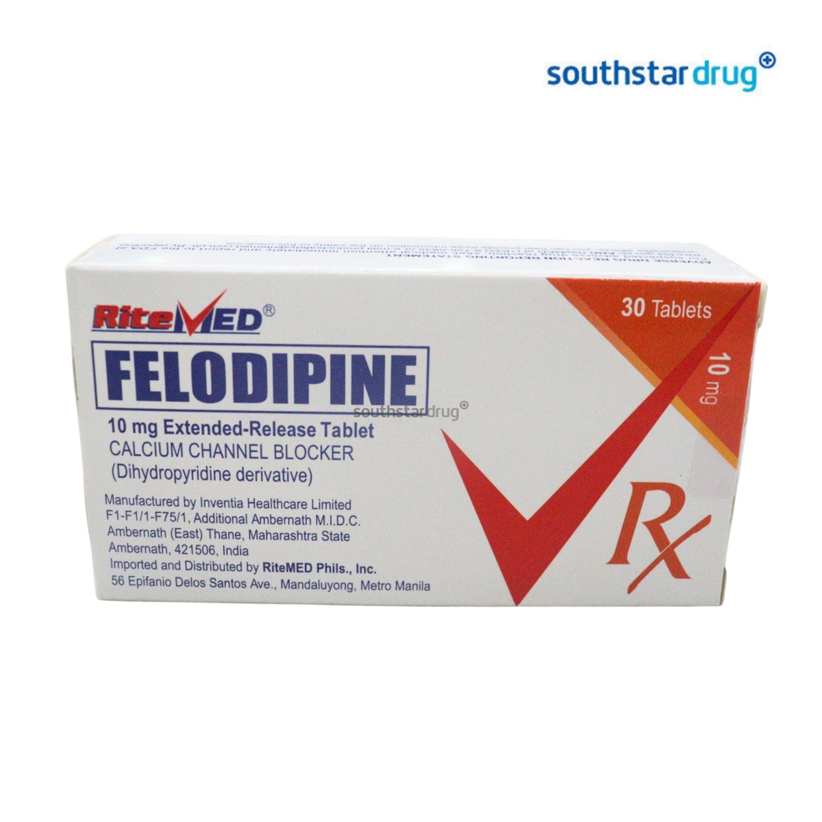 Rx: RiteMed Felodipine Extended-Release Tablets 10mg 1pc