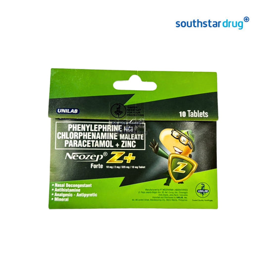 Neozep Z+ Forte 10mg/2mg/325mg/10mg Tablet 10s