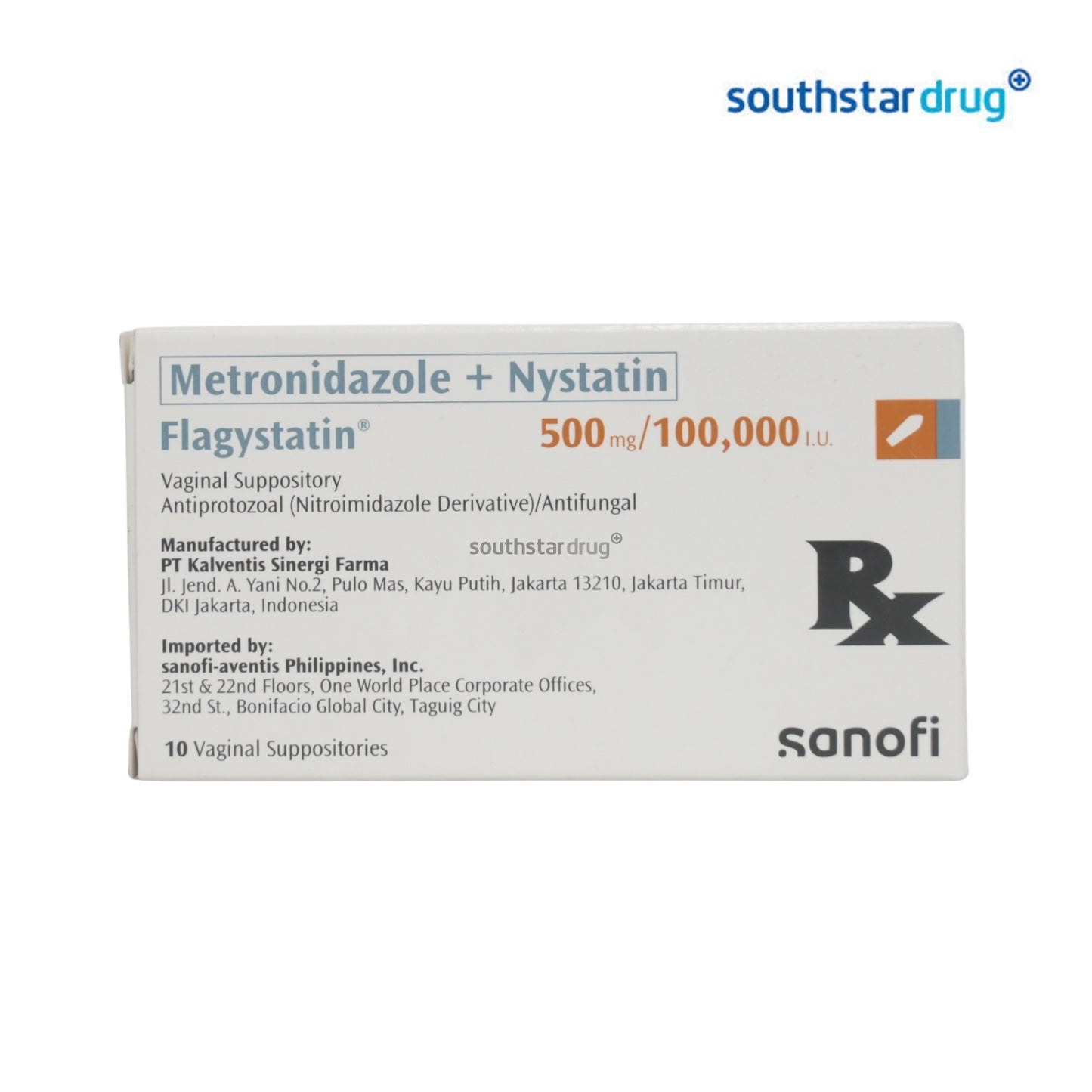 Rx: Flagystatin 500mg / 100,000 IU Vaginal Suppository