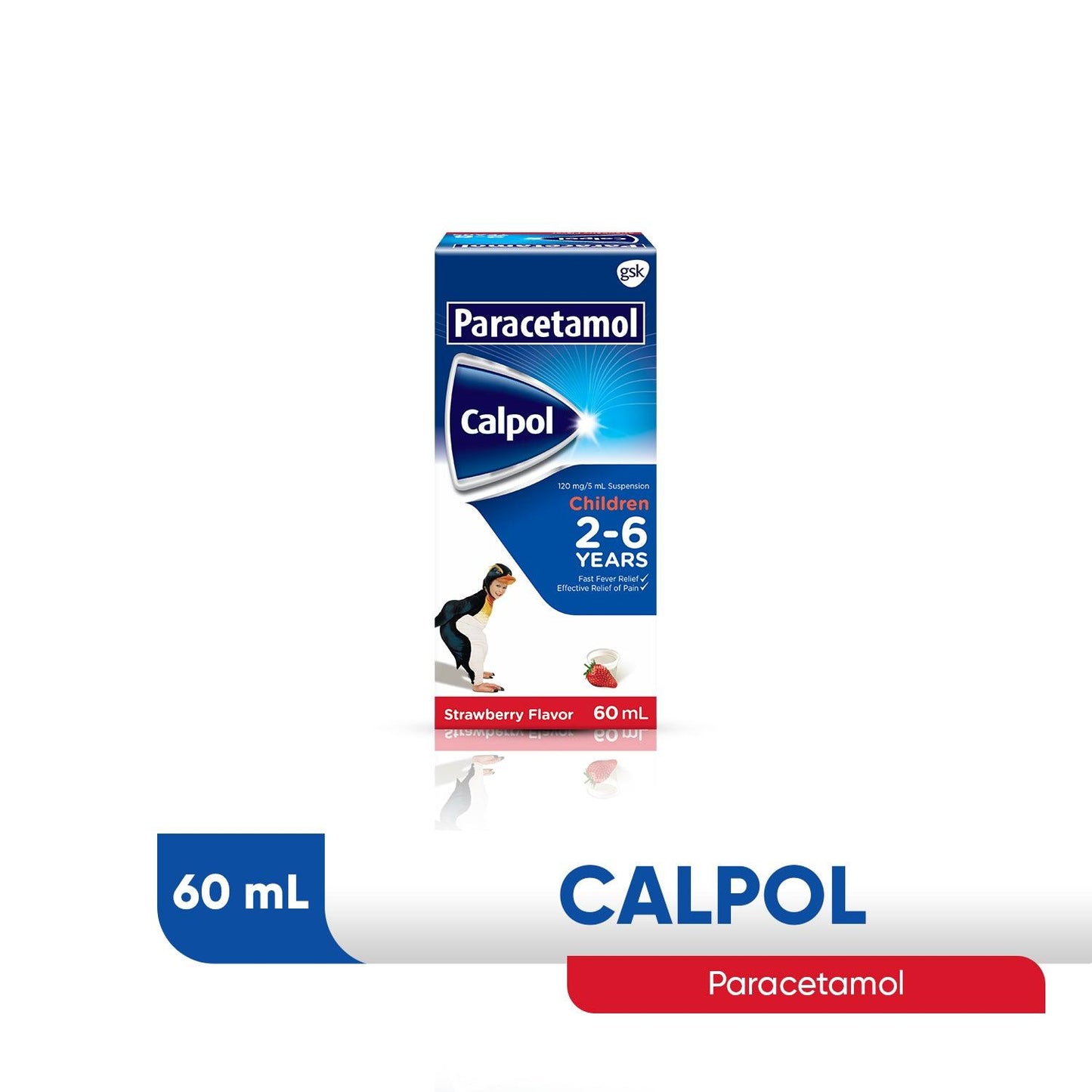 Calpol Paracetamol Strawberry Flavor 60ml (2-6) - Southstar Drug