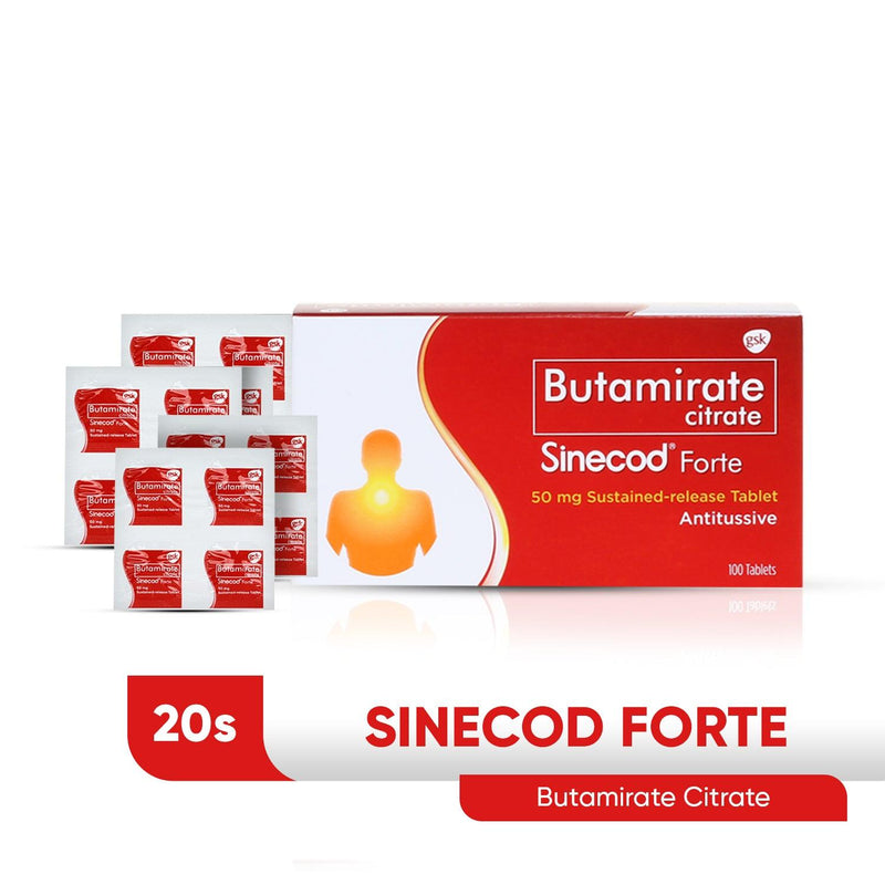Sinecod Butamirate Citrate for Dry Cough or Non-Stop Cough Tablets - 20s - Southstar Drug