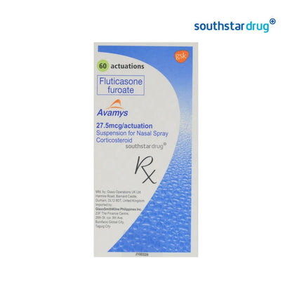 Rx: Avamys 27.5mcg 60 actuation Nasal Spray