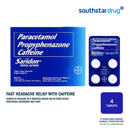 Saridon Triple Action Tablet - 4s - Southstar Drug